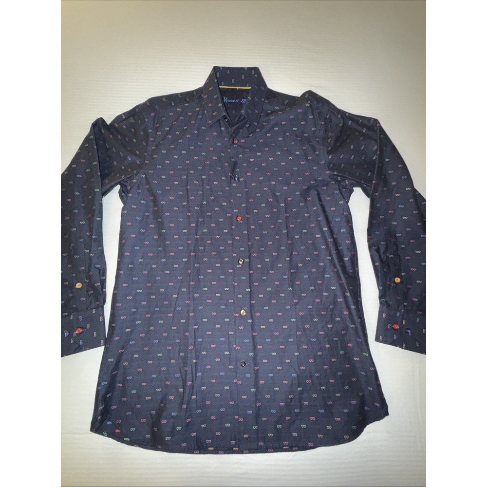 Rare Visconti Black Men's Medium Fits Like Large Sunglasses Pattern Long Sleeve